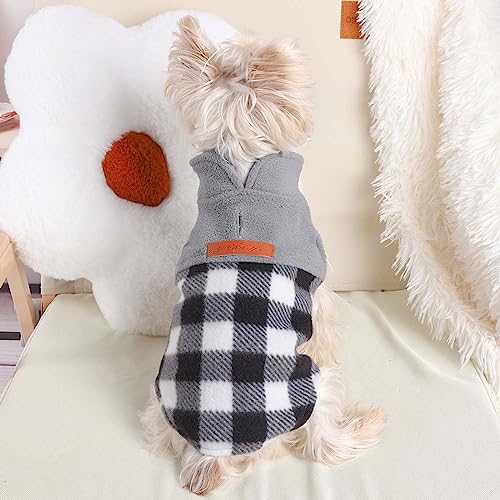 Small Dog Sweater (Grey Plaid / XX-Small (Chest 11in ))