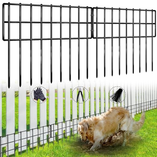 42.5ft (L) x 13in (H) Garden Fence Animal Barrier, 30 Panels No Dig Fence for Dogs, 1.35in Gap Rustproof Metal Decorative Garden Fencing, Anti Digging Barrier Ground Defense Border for Outdoor, Yard (Black / 30 panels, 42.5ft(L)×13in(H) Black)