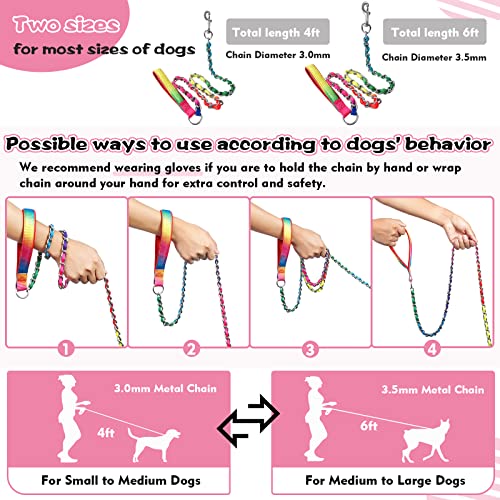 Metal Chain Dog Leash Chew Proof for Dogs (Colorful / 6FT 3.5mm (Medium & Large dogs))