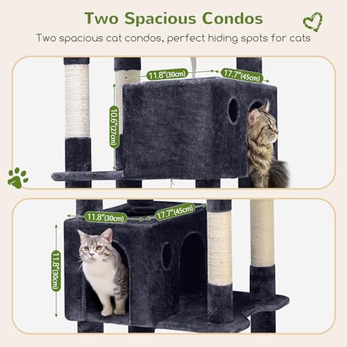 Giant Cat Tree for Indoor Large Cats (83inch / Dark Grey)
