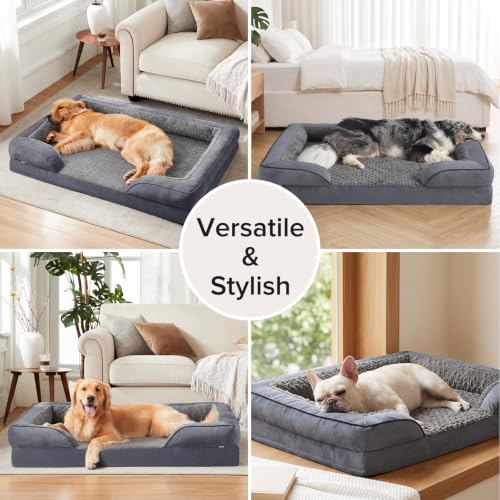 Jumbo Orthopedic Dog Bed for Extra Large Dogs (XL-PLUS (45"x 32"x 7.5") / Dark Grey)