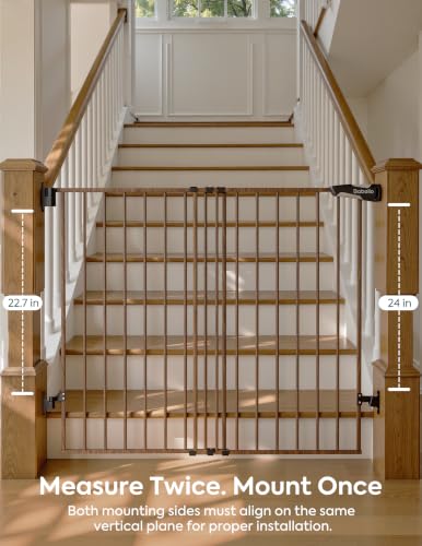 34" Extra Tall No Bottom Bar Baby Gate (Black Wood Pattern - B17 / 34" H, 26-43" W-Standard)