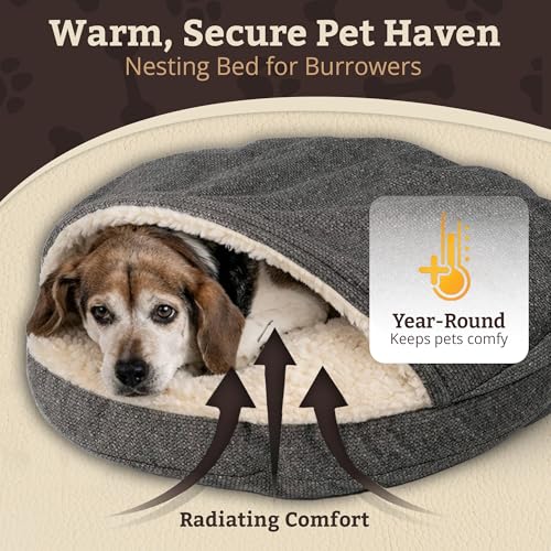 Cozy Cave Dog Bed (45.0"L x 45.0"W x 8.0"Th / Merlin Pewter)
