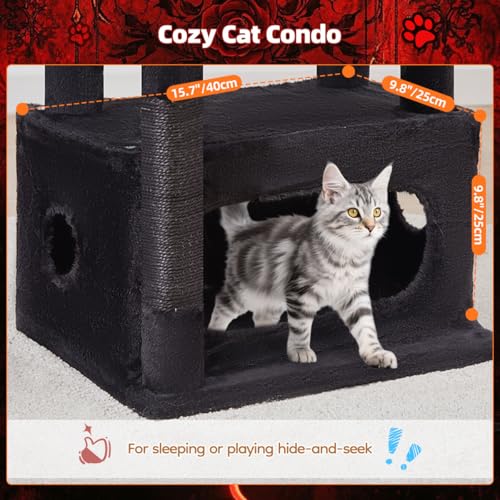 Gothic Cat Tree (Black and Red / 38.5 Inches)