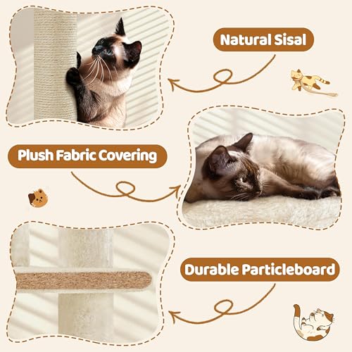 70in Multi Level Sturdy Cat Tree (Beige / 70in)