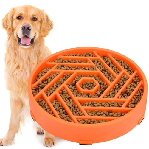 Slow Feeder Dog Bowls Large Medium Breed (Orange)