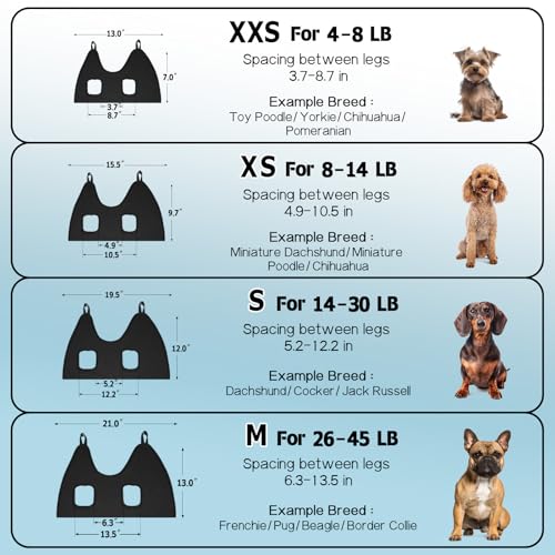 Dog Grooming Hammock for Nail Trimming (XS（ Max 16 Lb：Leg space: 4.9"-10.5"） / Black)