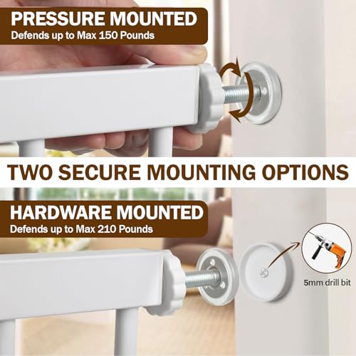 29.7 51 Inch Extra Wide Baby Gate for Stairs (White / 29.7-51"W x 28"H)
