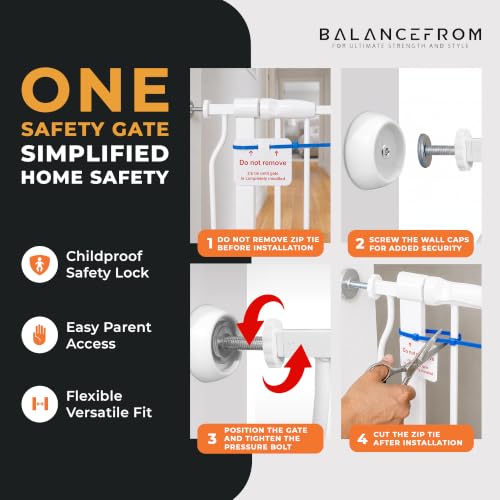 Easy Walk Thru Baby Safety Gate (36-inch Tall, White)