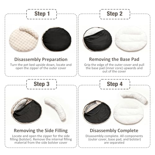 Orthopedic Dog Bed for Small Dogs and Cats Beige Oval 30x25x7 (Beige / 30"L x 25"W x 7"H)