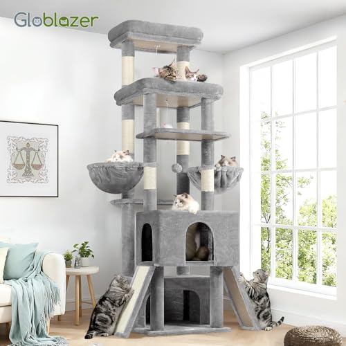 Z78 Heavy Duty Cat Tree for 20lbs Large Adult Cats (Light Grey / 78 inch)