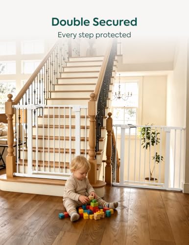 Pressure Mounted Baby Gate for Stairs (White / 30"Tall 29"-48" Wide(2 Pack))