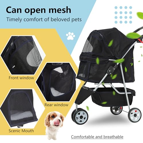 Pet Stroller 3 (Dark Black / 3 Wheels)