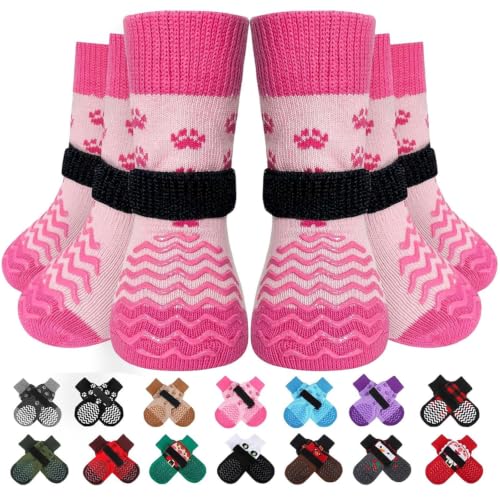 Anti Slip Dog Socks to Prevent Licking Paws for Hot Pavement (Pink / X-Small)