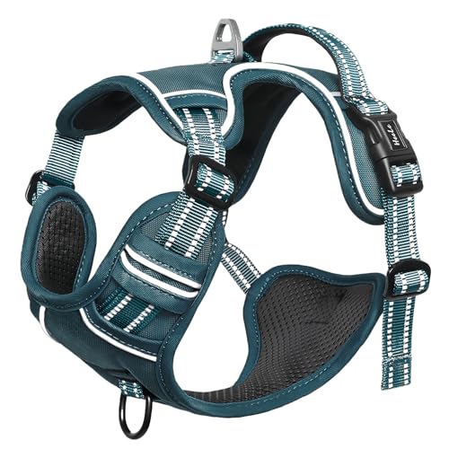 Dog Harness for Large Dogs No Pull Dog Vest Harness for Large Dog with Soft Padded Handle Reflective for Outdoor Training (XL / Blackish Green)