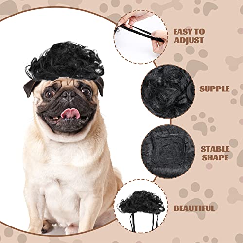 Dog Costume Cat Apparel Dog Toys Curly Braids Headgear Wigs Styling Cute Funny Pet Hair Accessories Decoration for Halloween (Black)