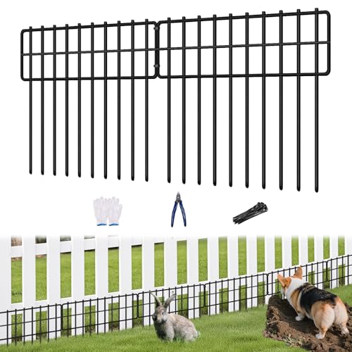 Garden Fence Animal Barrier (14 Panels-20ft(L)x13in(H) / Black)