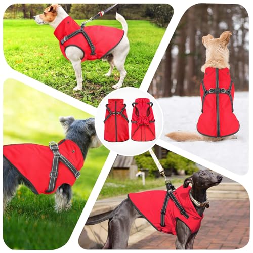 Dog Raincoat Waterproof Dog Hoodie Reflective Dog Raincoat Hooded Adjustable Rain Jacket for Small Medium Large Dogs Puppies (L / Red)