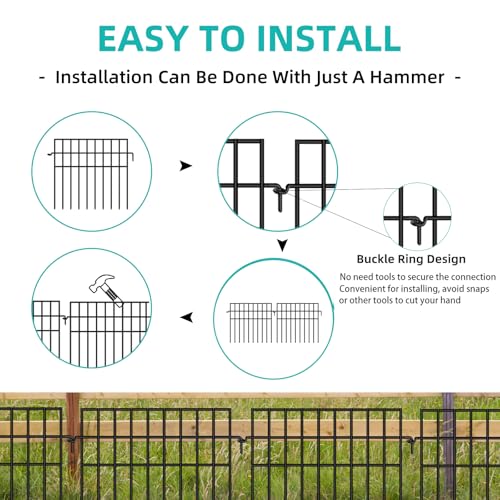 14 Panels Animal Barrier Fence (14 Panels-19.9ft(L)x13in(H) / Black)