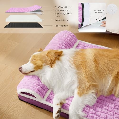 Orthopedic Large Dog Bed Pillow Pet Sofa Bed 36''X24'' Lilac (Lilac / 36"L x 24"W x 3.5"Th)
