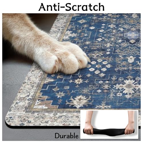 Pet Food Mats for Floor (Navy / 24"l X 16"w)