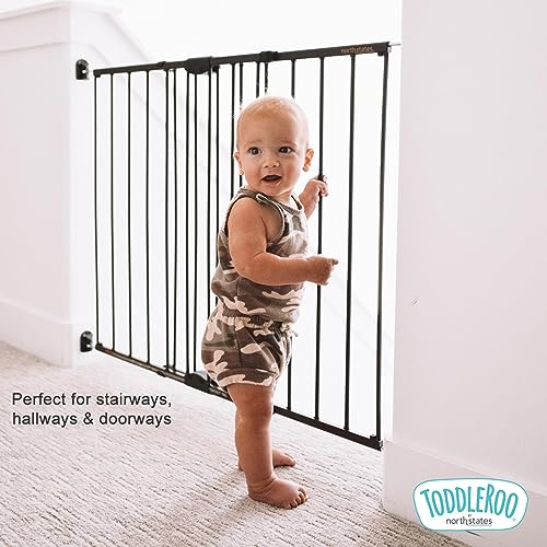 Toddleroo Easy Swing & Lock Baby Gate for Top of Stairs (Matte Bronze / 31" Tall)