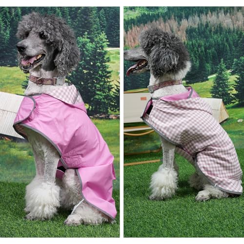 Dog Raincoat Reversible (Dark Pink / X-Large(37-55lb))
