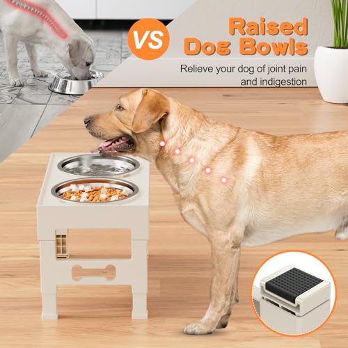 Elevated Dog Bowls with Mat (For Medium Large Dogs with Mat / Apricot)