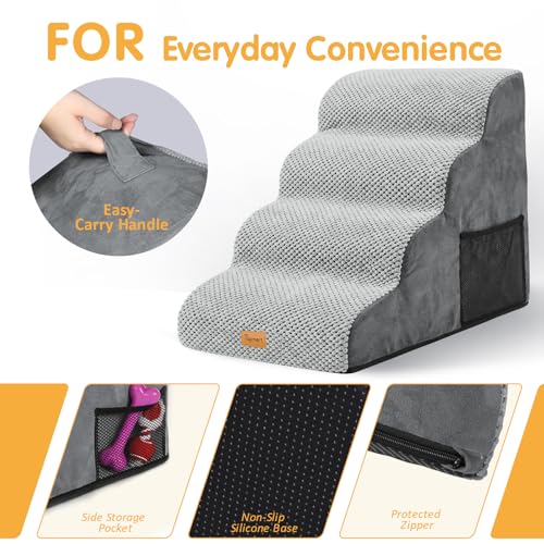 High Density Foam Dog Stairs 4 Tiers (Grey / 28.5*15.7*20.5)