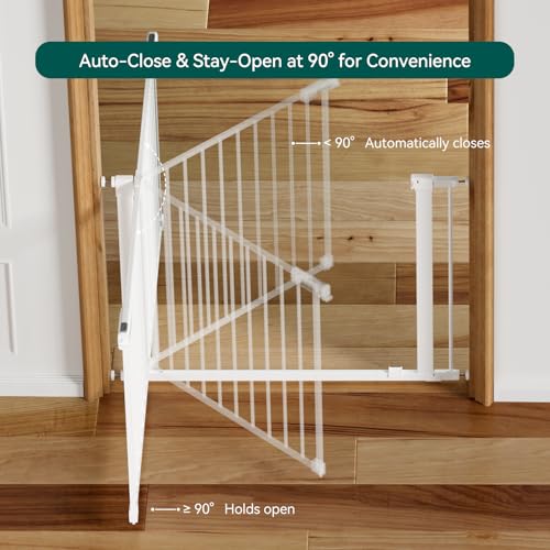 Baby Gate for Stairs No Drilling (White / 31-36"W, 30"H)