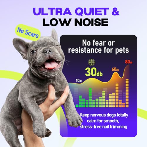 Whisper Quiet Dog Nail Grinder 50%More Power for Sensitive Dogs (Purple)