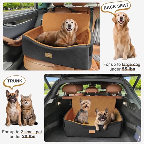 Dog Car Seat for Large Medium Sized Dogs Under 55 lbs (Brown / Medium/Large)