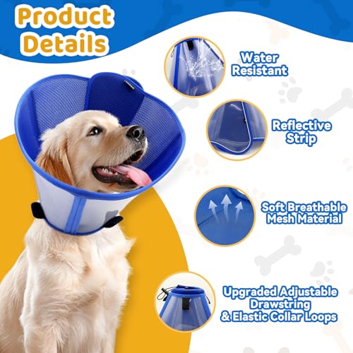 Dog Cone Collar for Large Medium Dogs (L (Neck: 15.4-17.3") / Blue)