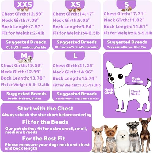 Dog Sweaters for Small Dogs Puppy Pjs Fleece Dog Pajamas Winter Warm Doggie Sweater Thermal Stretchy Jumpsuit Pet Clothes Outfits Cat Apparel (Purple / XX-Small)