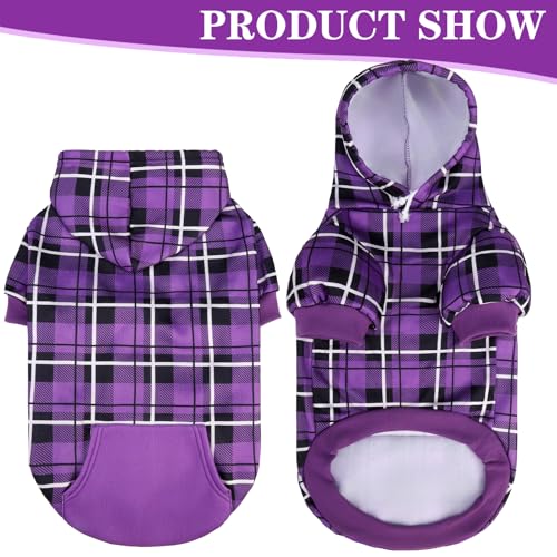 Plaid Dog Hoodie (Large / Purple)