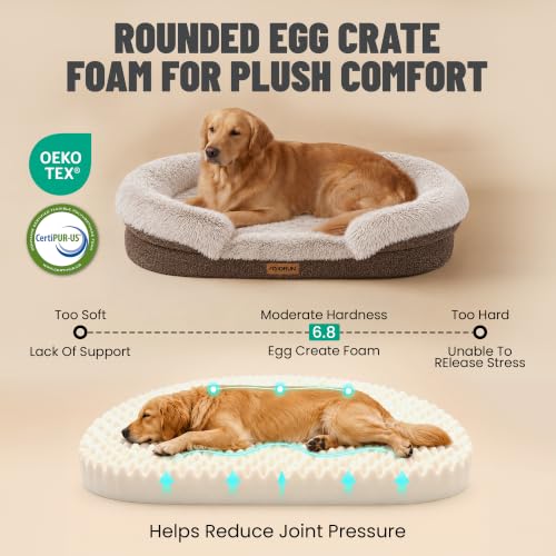 Fluffy Orthopedic Dog Beds Large Sized Dog (Coffee / XL(48", UP to 110lbs))