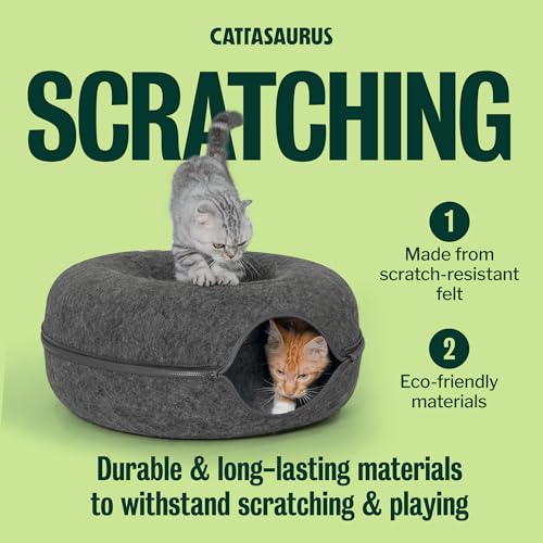 Peekaboo Cat Cave Donut for Multiple & Large Cats up to 30 (Dark Gray + Dark Gray / Large)