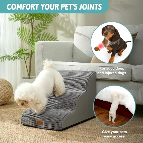 Dog Stair for Small Dog 15.7" H (Dark Grey / Standard:15.7"x22.4"x15.7")
