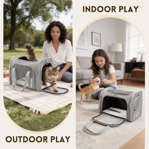 Cat Carrier Soft (Gray / 17.0"L x 11.0"W x 11.0"H)