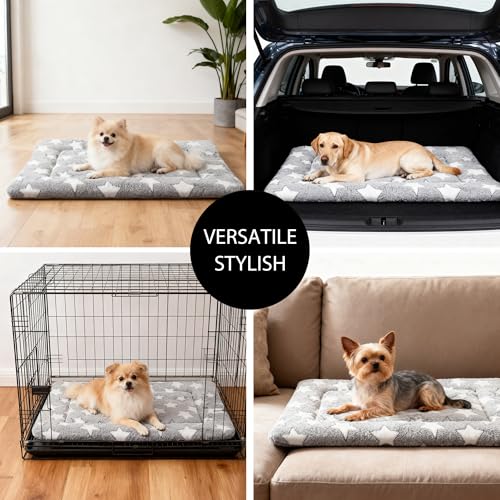 Dog Bed Mat Soft & Comfortable Dog Kennel Pad for Crate (S(24"*18"*1.5") / Gray-1pc)