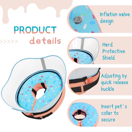 Raised Inflatable Dog Cone Collar to Stop Licking (Donut Light Blue / L(Neck 12"-16"))