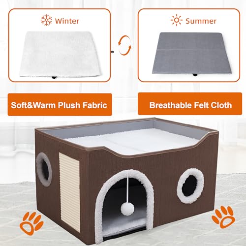 Cat Houses for Indoor Cats (L / Dark Brown)