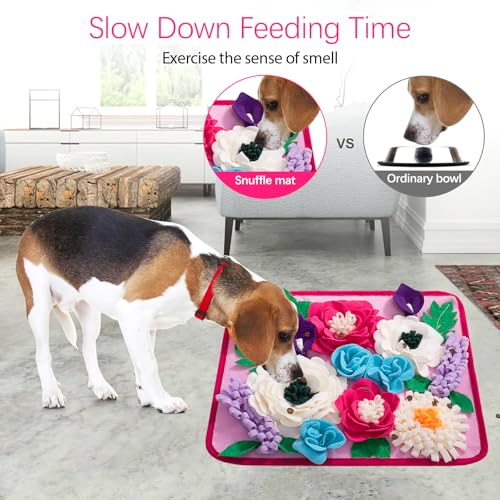 Snuffle Mat for Dogs Pet Treats Feeding Mat for Small (Rose pink)