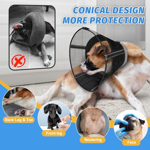 Dog Cone Collar Soft to Stop Licking Surgery Recovery Alternative (Black / XS(Depth: 6.1in, Girth: 9.8-11.6in))