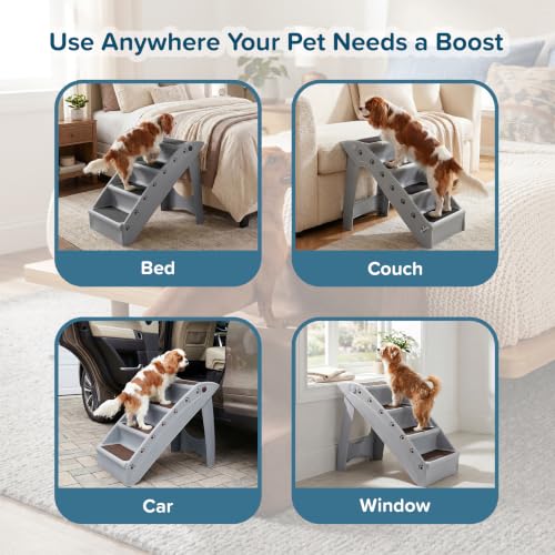 Lightweight Durable Plastic Dog Stairs (Gray)