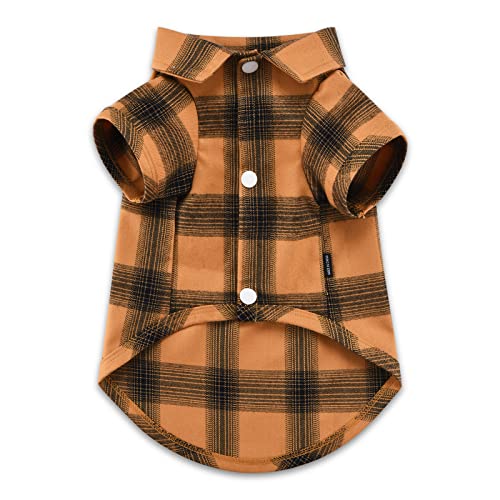 Dog Shirt Plaid Dog Clothes for Small Dogs Boy Girl Cat Clothes Soft Puppy Outfit Adorable Pet T (XL-(15~24lb)-Chest~20.8" / Yellow)