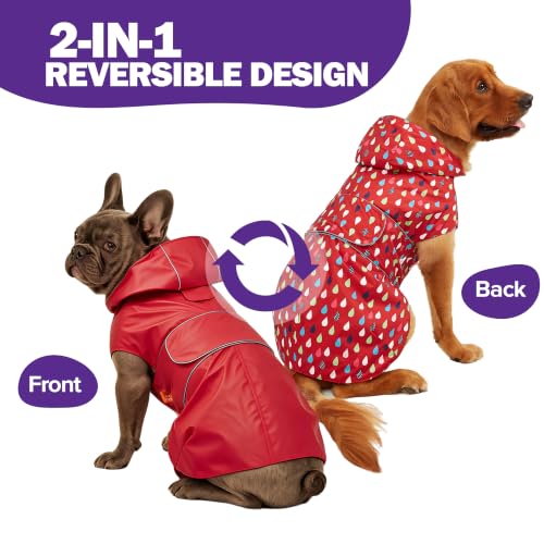 Dog Raincoat Reversible Dog Rain Jacket (Red / 3X-Large)