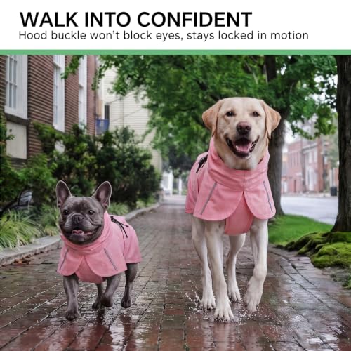 Dog Raincoat Adjustable Hooded Reflective Jacket with Pocket (Pink / XX-Large)