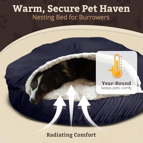 Cozy Cave Dog Bed (45.0"L x 45.0"W x 8.0"Th / Navy)