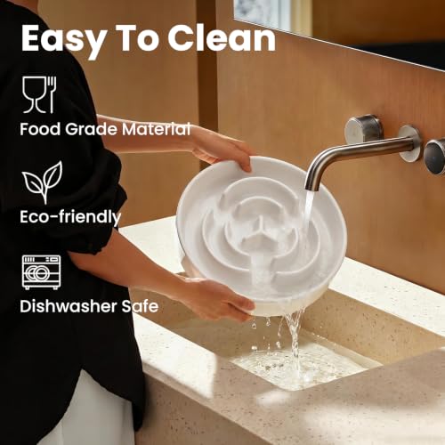 Ceramic Slow Feeder Dog Bowls 0.6 Cups for Small Fast Eaters (White / S - 0.6 Cups)